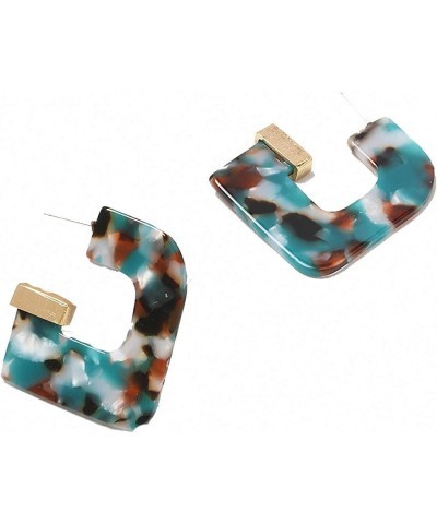 Women Acrylic Geometric Big Earrings Leopard Print Resin Statement Earrings Wedding Statement Earrings Blue $9.49 Earrings