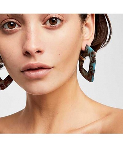 Women Acrylic Geometric Big Earrings Leopard Print Resin Statement Earrings Wedding Statement Earrings Blue $9.49 Earrings