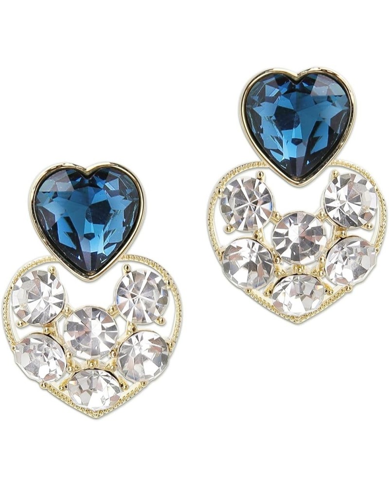 Rhinestone Double Hearts Dangle Valentine earrings for Women Teen Girls – Sparkly Crystal Cubic Zirconia love Heart Drop Dang...