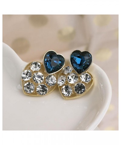 Rhinestone Double Hearts Dangle Valentine earrings for Women Teen Girls – Sparkly Crystal Cubic Zirconia love Heart Drop Dang...