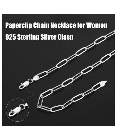 925 Sterling Silver Clasp 3/4/5mm Paperclip Link Chain Necklace for Women Diamond Cut 16/18/20/22/24/26/30 Inch 30 Inch 4mm-S...