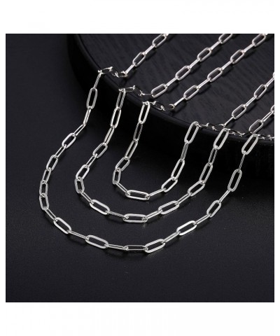 925 Sterling Silver Clasp 3/4/5mm Paperclip Link Chain Necklace for Women Diamond Cut 16/18/20/22/24/26/30 Inch 30 Inch 4mm-S...