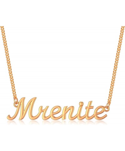 10k 14k 18k Solid Yellow Gold Personalized Name Necklace – Dainty Large Nameplate Jewelry - Custom Any Name Gift for Women Me...