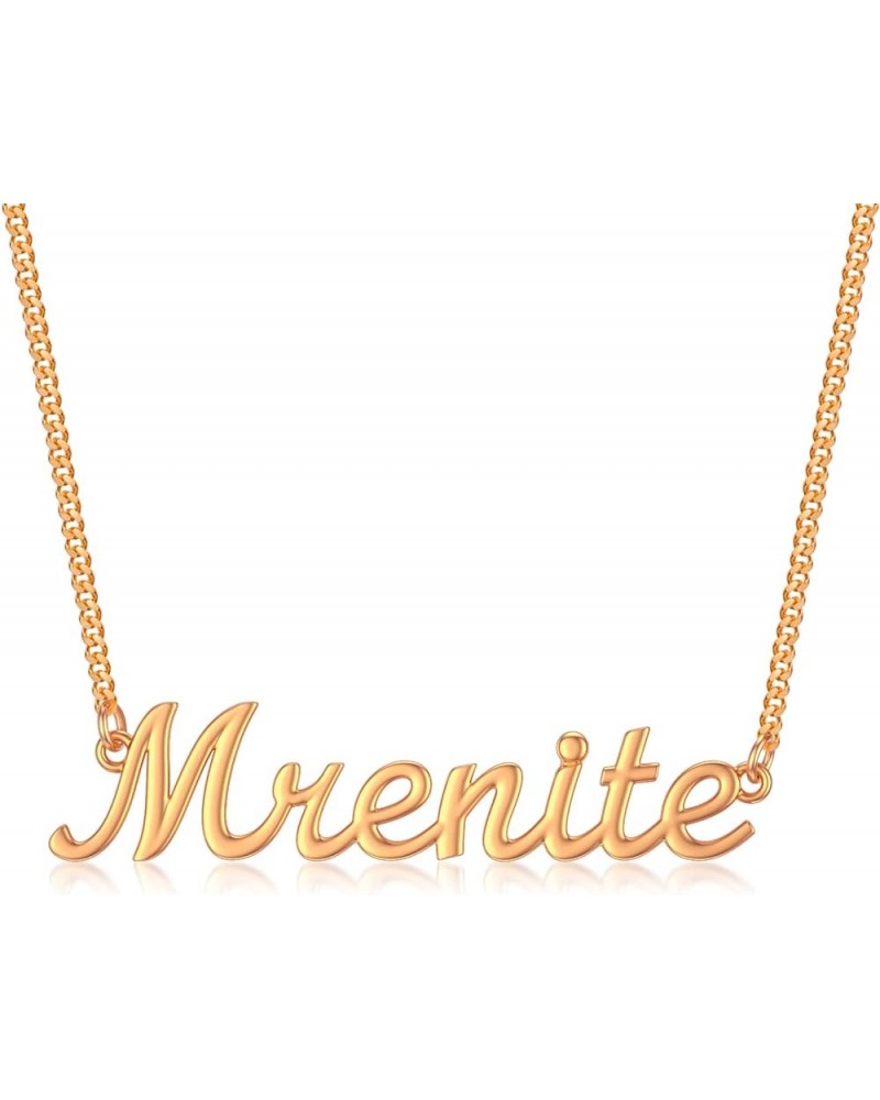 10k 14k 18k Solid Yellow Gold Personalized Name Necklace – Dainty Large Nameplate Jewelry - Custom Any Name Gift for Women Me...