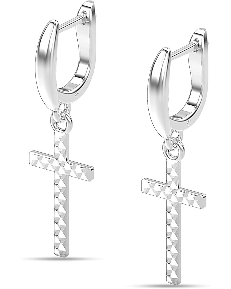 925 Sterling Silver Cross Drop Earrings for Men and Women Classic Christian Cross Shaped Drop Dangler Unisex Earrings Huggie ...