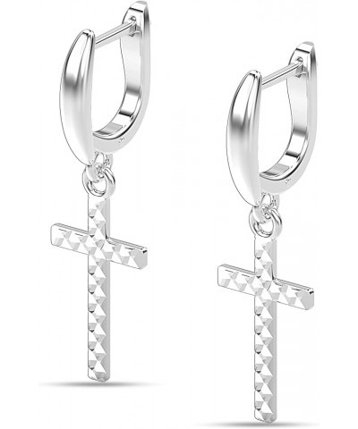 925 Sterling Silver Cross Drop Earrings for Men and Women Classic Christian Cross Shaped Drop Dangler Unisex Earrings Huggie ...