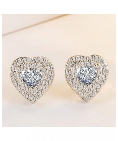 925 Sterling Silver Earrings Studs | Sliver Stud Earring | Cubic Zirconia Earring for Women Round Teardrop Heart Heart-Shaped...