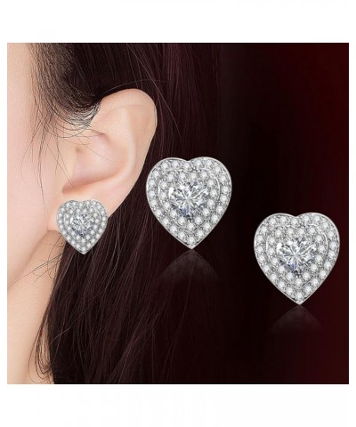 925 Sterling Silver Earrings Studs | Sliver Stud Earring | Cubic Zirconia Earring for Women Round Teardrop Heart Heart-Shaped...