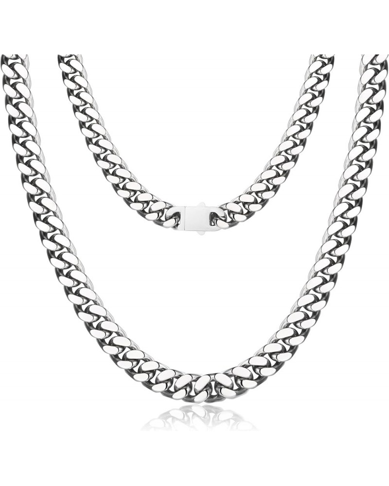 Silver Chain Gold Chain for Men Boys 18K Gold Plated 316L Stainless Steel Miami Cuban Link Chain for Women 8/10/12mm Diamond ...