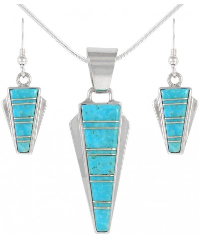 925 Sterling Silver Matching Pendant & Earrings Set Genuine Gemstones 20" Necklace Turquoise $28.62 Necklaces