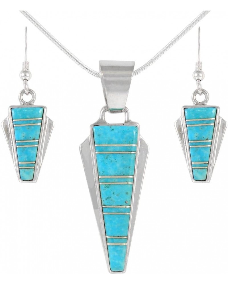 925 Sterling Silver Matching Pendant & Earrings Set Genuine Gemstones 20" Necklace Turquoise $28.62 Necklaces