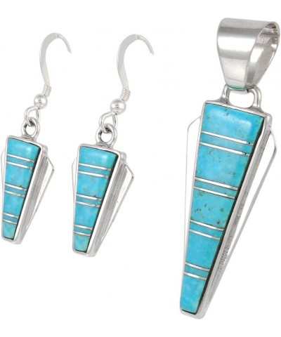 925 Sterling Silver Matching Pendant & Earrings Set Genuine Gemstones 20" Necklace Turquoise $28.62 Necklaces