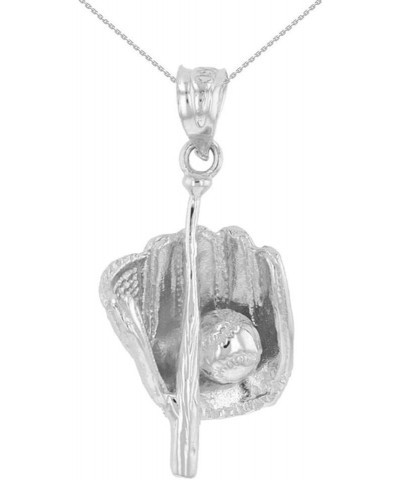 Fine 925 Sterling Silver Baseball, Bat and Glove Sports Pendant Necklace 18.0 Inches $15.29 Necklaces