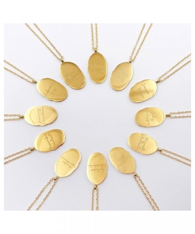 Birth Month Flower Necklace Irregular Oval Pendant Stainless Steel 18K Gold Necklace September $6.29 Necklaces