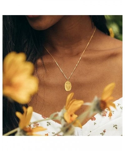 Birth Month Flower Necklace Irregular Oval Pendant Stainless Steel 18K Gold Necklace September $6.29 Necklaces