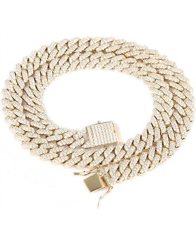 Solid Miami Cuban Link Chain Gold/Silver Necklace (16, 18, 20, 22, 24, 30 Inches Length) Hip Hop Bracelet (7.87" Length) for ...