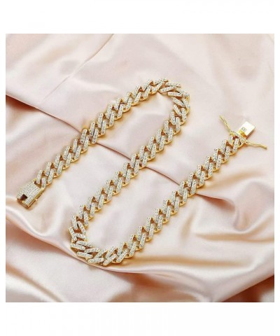 Solid Miami Cuban Link Chain Gold/Silver Necklace (16, 18, 20, 22, 24, 30 Inches Length) Hip Hop Bracelet (7.87" Length) for ...