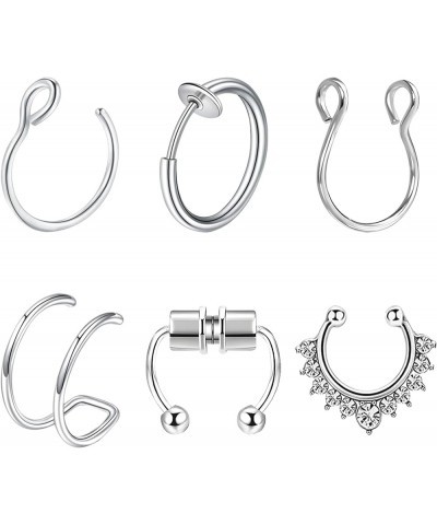 Fake Nose Rings Fake Septum Fake Nose Ring Fake Nose Hoop Stainless Steel Faux Piercing Nose Rings Fake Septum Rings Fake Lip...