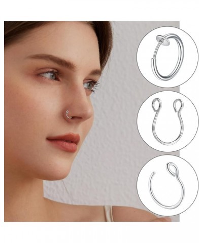 Fake Nose Rings Fake Septum Fake Nose Ring Fake Nose Hoop Stainless Steel Faux Piercing Nose Rings Fake Septum Rings Fake Lip...