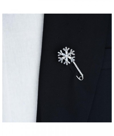 Women's Cubic Zircon Snowflake Brooch Pins Elegant Clear Crystal Ice Flower Lapel Pin Breastpin Silver Tone Safety Pin $8.24 ...