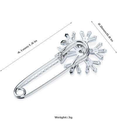 Women's Cubic Zircon Snowflake Brooch Pins Elegant Clear Crystal Ice Flower Lapel Pin Breastpin Silver Tone Safety Pin $8.24 ...