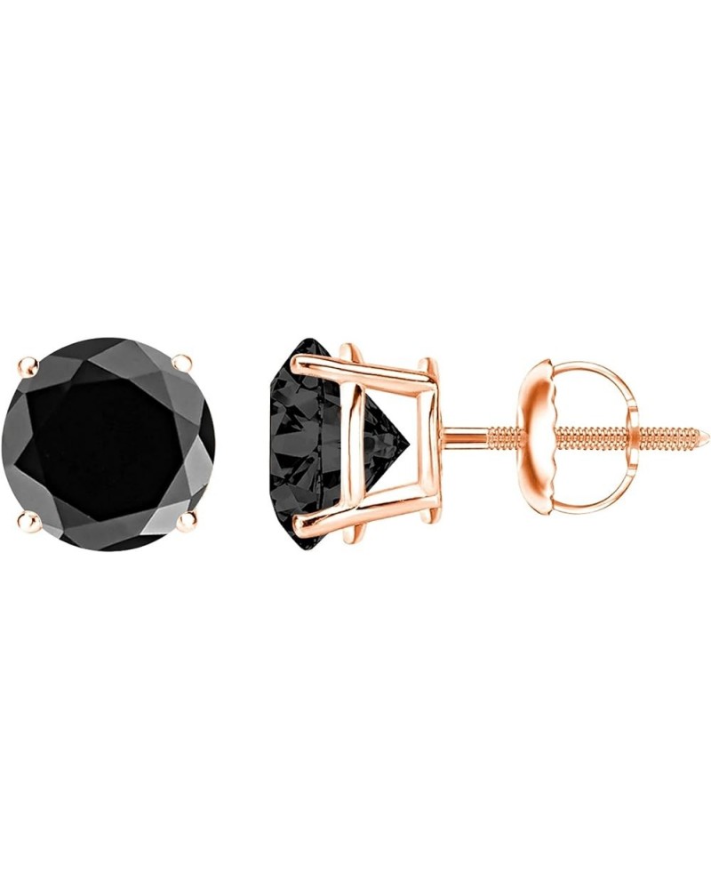 1/2-10 Carat Total Weight Black Diamond Stud Earrings 4 Prong Screw Back Rose Gold 6.0 carats $162.63 Earrings