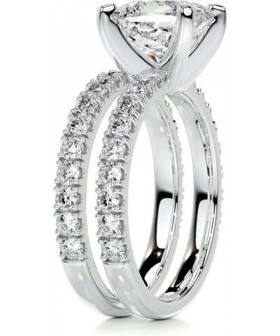 1 CT Center Princess Cut Moissanite Wedding Sets, Platinum Plated Silver Wedding Ring Sets for Her 7.5 $85.31 Sets