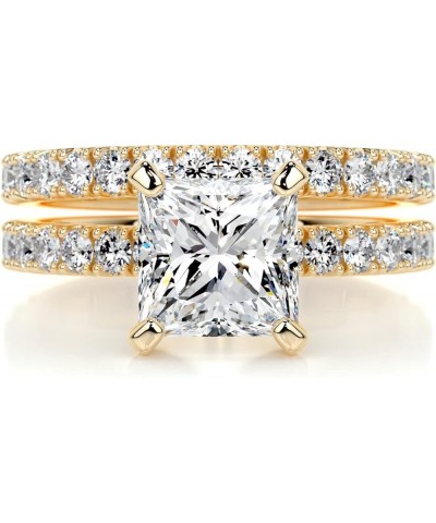 1 CT Center Princess Cut Moissanite Wedding Sets, Platinum Plated Silver Wedding Ring Sets for Her 7.5 $85.31 Sets