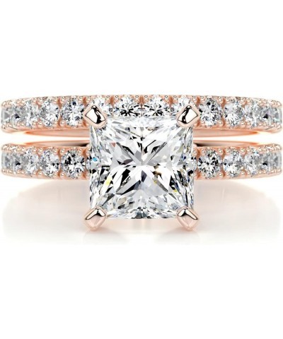 1 CT Center Princess Cut Moissanite Wedding Sets, Platinum Plated Silver Wedding Ring Sets for Her 7.5 $85.31 Sets