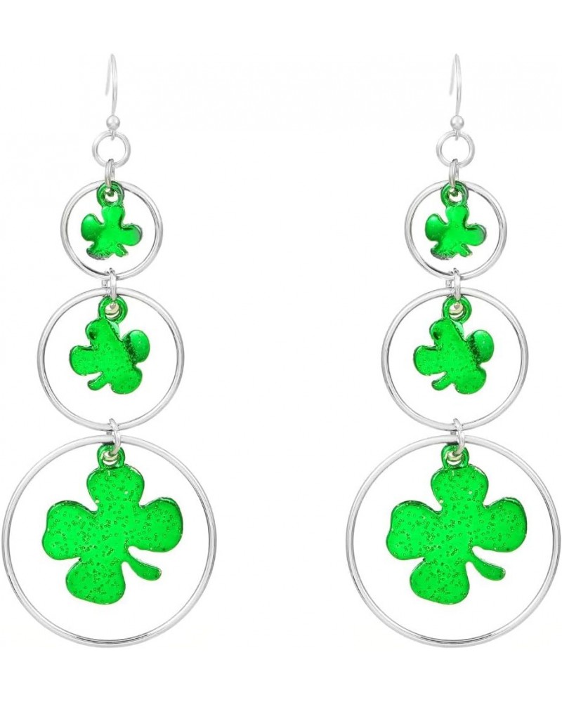 St. Patrick's Day Earrings - Resin Acrylic Shamrock Earrings for Women, Dainty Green Leaf Earrings, Lucky Shamrock Dangle Ear...