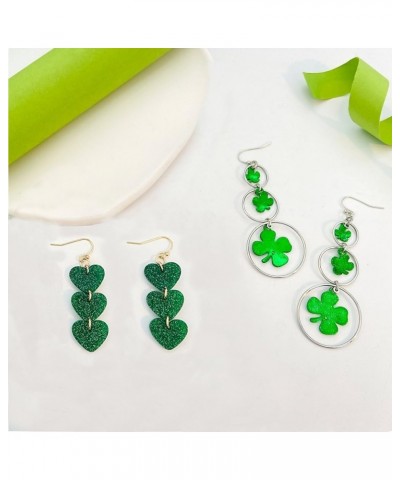 St. Patrick's Day Earrings - Resin Acrylic Shamrock Earrings for Women, Dainty Green Leaf Earrings, Lucky Shamrock Dangle Ear...