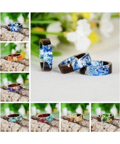 Hand-Dried Flower Glue Ring 8mm Ocean Style Transparent Plastic Resin Wedding Band Cocktail Party Ring (7, turquoise) 7 turqu...