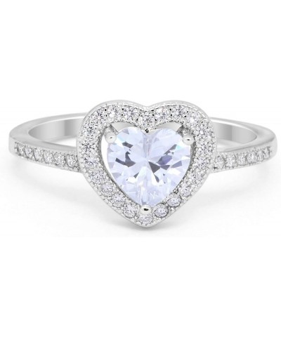 Halo Dazzling Heart Promise Ring Round Simulated Cubic Zirconia 925 Sterling Silver Simulated Cubic Zirconia $12.31 Rings