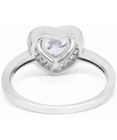 Halo Dazzling Heart Promise Ring Round Simulated Cubic Zirconia 925 Sterling Silver Simulated Cubic Zirconia $12.31 Rings