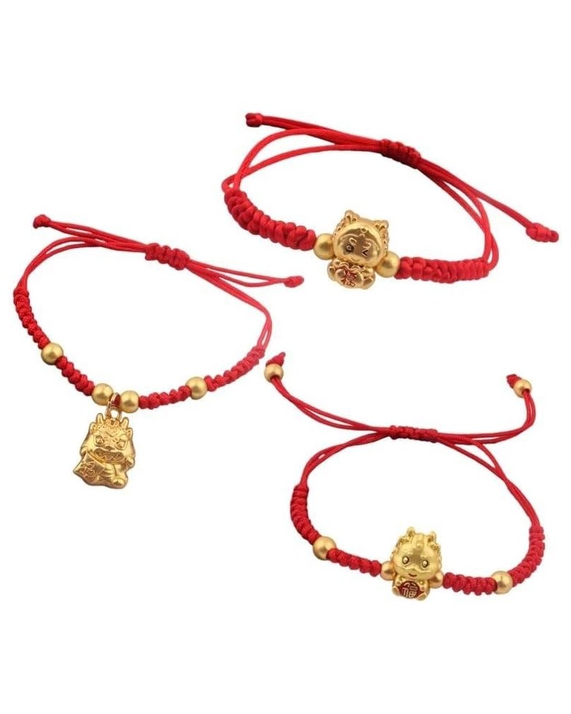 1-3Pcs Handmade Braid 2024 New Year Lucky Dragon Red String Bracelet Stretch Bracelet Chinese Zodiac Animal Feng Shui Dragon ...