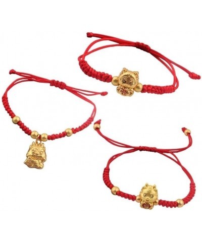 1-3Pcs Handmade Braid 2024 New Year Lucky Dragon Red String Bracelet Stretch Bracelet Chinese Zodiac Animal Feng Shui Dragon ...