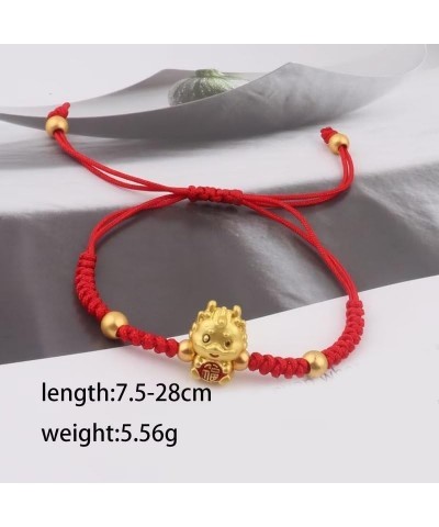 1-3Pcs Handmade Braid 2024 New Year Lucky Dragon Red String Bracelet Stretch Bracelet Chinese Zodiac Animal Feng Shui Dragon ...