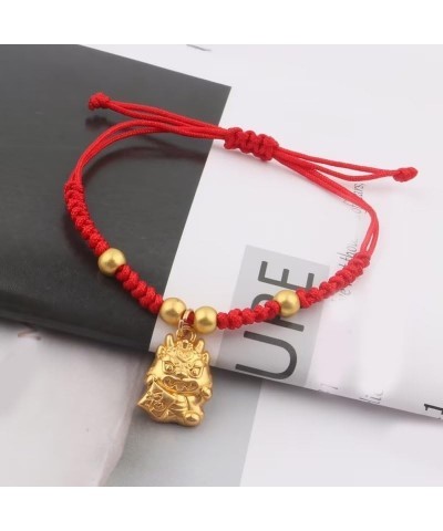 1-3Pcs Handmade Braid 2024 New Year Lucky Dragon Red String Bracelet Stretch Bracelet Chinese Zodiac Animal Feng Shui Dragon ...