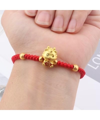 1-3Pcs Handmade Braid 2024 New Year Lucky Dragon Red String Bracelet Stretch Bracelet Chinese Zodiac Animal Feng Shui Dragon ...