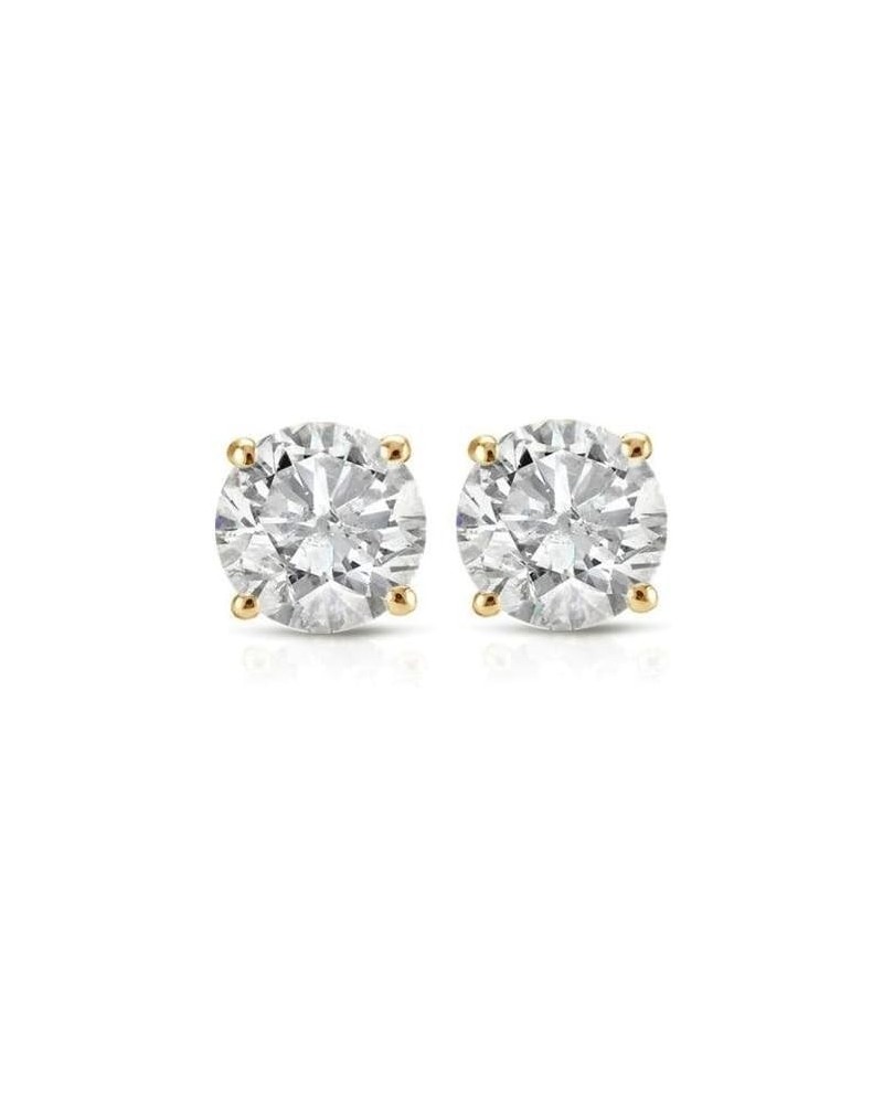 (IGI Certified 0.70ct & up) Round Diamond stud Plus Quality 0.04ct-2.00ct, Clarity I3-I4 Yellow Gold 0.35 carats $28.74 Earrings