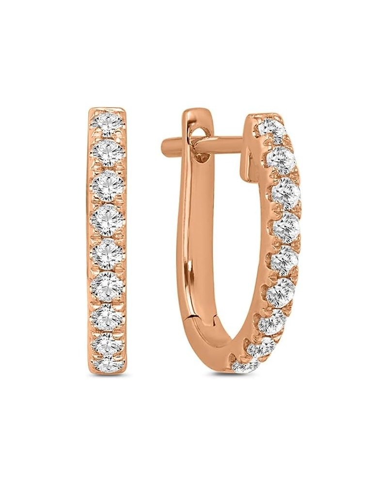 10K Gold Diamond Oval Hoop Earrings (1/5-1 cttw, I-J Color, I2-I3 Clarity) Rose Gold 0.2 carats $82.15 Earrings