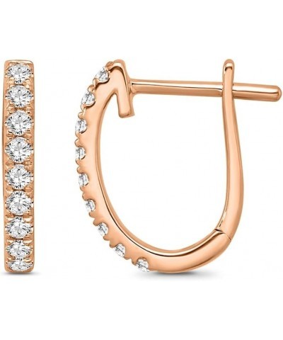 10K Gold Diamond Oval Hoop Earrings (1/5-1 cttw, I-J Color, I2-I3 Clarity) Rose Gold 0.2 carats $82.15 Earrings