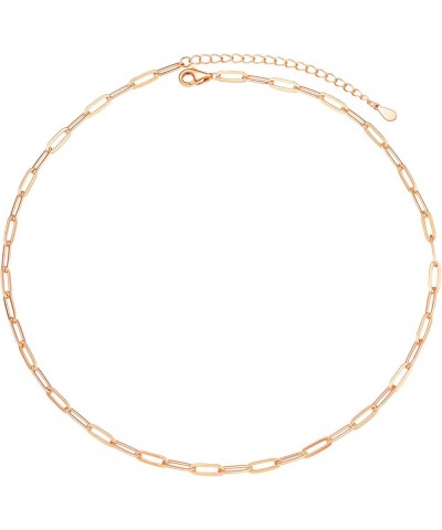 925 Sterling Silver Paperclip Chain Necklace for Women Jewelry, with Gold/Rose Gold Plated, W: 1.7mm/3.3mm, L: 14"/16"/18"/20...