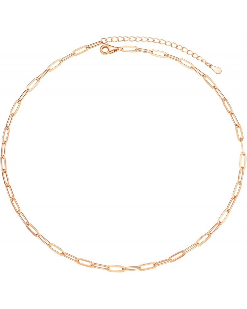 925 Sterling Silver Paperclip Chain Necklace for Women Jewelry, with Gold/Rose Gold Plated, W: 1.7mm/3.3mm, L: 14"/16"/18"/20...