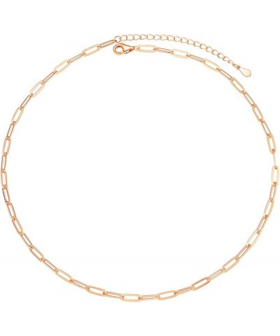 925 Sterling Silver Paperclip Chain Necklace for Women Jewelry, with Gold/Rose Gold Plated, W: 1.7mm/3.3mm, L: 14"/16"/18"/20...