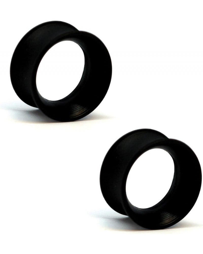 KAOS BRAND: Pair of Black Silicone Double Flared Skin Eyelets 10g, 5/16" Wearable Length $18.25 Body Jewelry