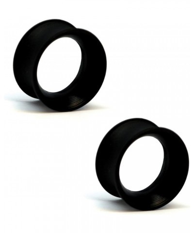 KAOS BRAND: Pair of Black Silicone Double Flared Skin Eyelets 10g, 5/16" Wearable Length $18.25 Body Jewelry