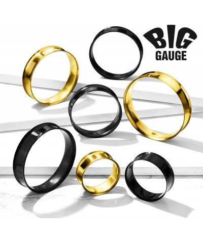 Pair of Double Flared Tunnel Plugs Titanium IP over 316L Surgical Steel 5/8" Gold $11.50 Body Jewelry