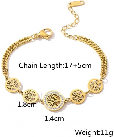 18K Gold Plated 316L Stainless Steel Jewelry Vintage Life Tree Charm Bracelets For Women Style A $8.54 Bracelets