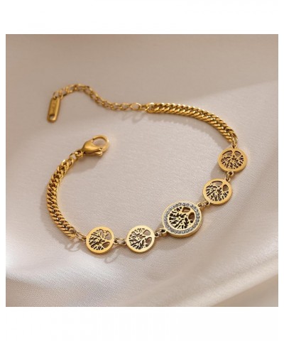 18K Gold Plated 316L Stainless Steel Jewelry Vintage Life Tree Charm Bracelets For Women Style A $8.54 Bracelets